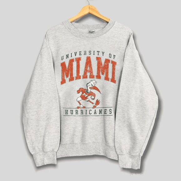 Vintage University Of Miami Hurricanes Sweatshirt Retro Football Men Women Shirt - Picture 1 of 2